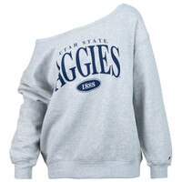 Women's utah state aggies 1888 off the shoulder gray crew sweatshirt